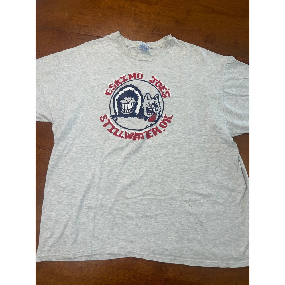 Vintage Hanes Eskimo Joe's T-Shirt Men XXL Gray Stillwater OK Beefy-T Graphic
